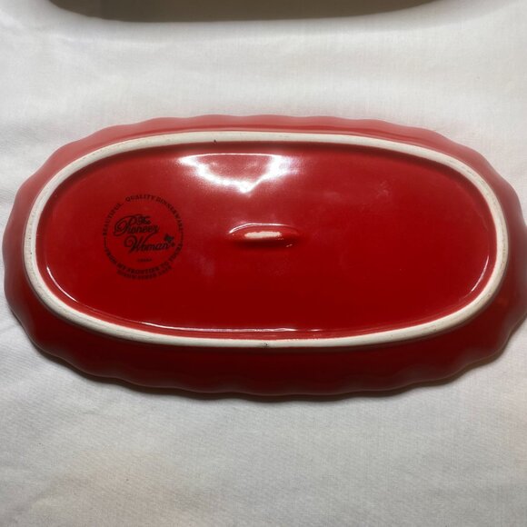 Pioneer Woman Floral Butterfly Butter Dish Red Base Retired OS - Picture 8 of 12